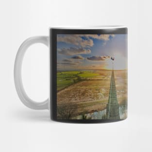 cockerel weather vane at sunset Mug